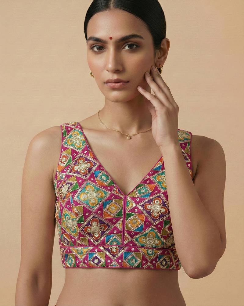 Self embroidered designer saree blouse