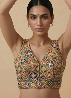 Self embroidered designer saree blouse 2