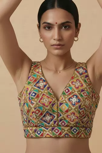 Self embroidered designer saree blouse