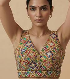 Self embroidered designer saree blouse