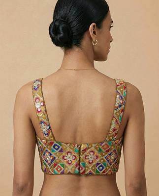 Self embroidered designer saree blouse 3