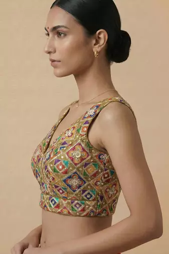 Self embroidered designer saree blouse