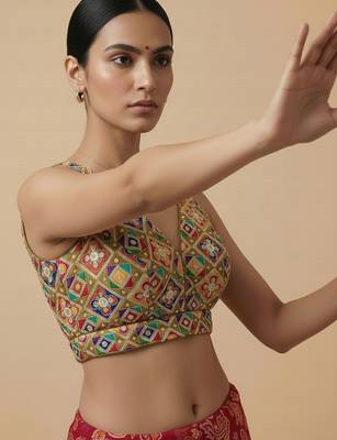 Self embroidered designer saree blouse 5