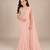 Peach pink embroidered georgette drape saree set