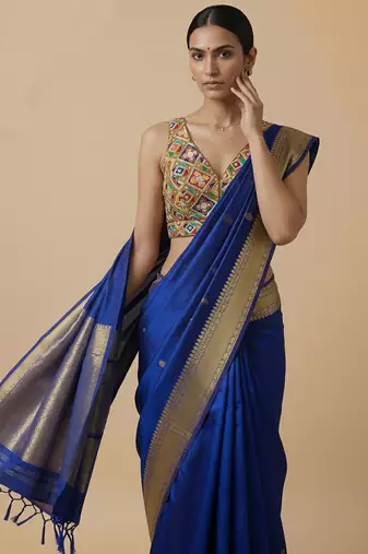 Self embroidered designer saree blouse