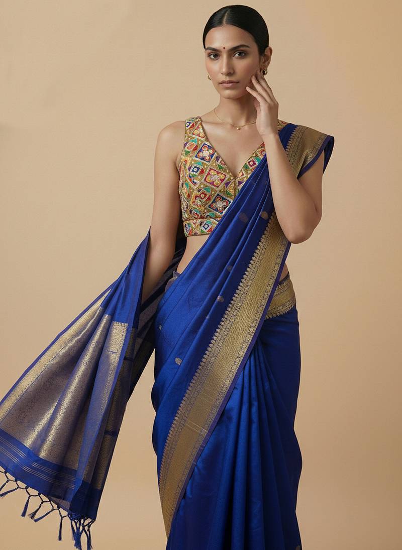 Self embroidered designer saree blouse