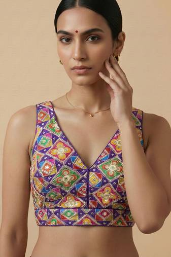 Self embroidered designer saree blouse