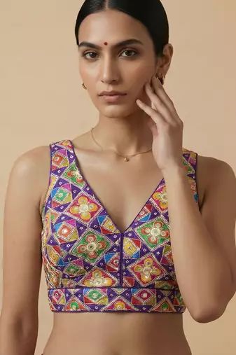 Self embroidered designer saree blouse