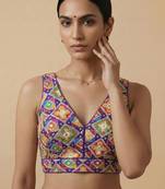 Self embroidered designer saree blouse