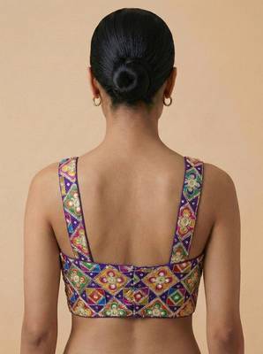 Self embroidered designer saree blouse 2