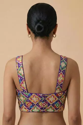 Self embroidered designer saree blouse