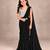 Black embroidered georgette drape saree set