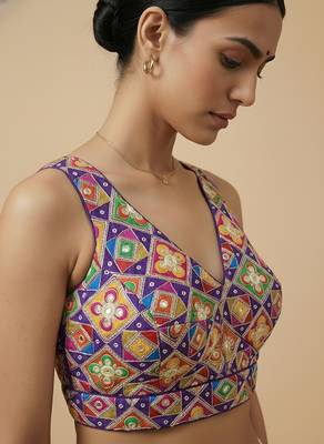 Self embroidered designer saree blouse 3