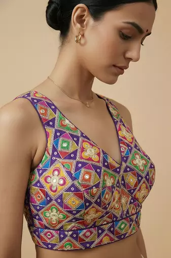 Self embroidered designer saree blouse