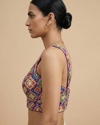 Self embroidered designer saree blouse 5