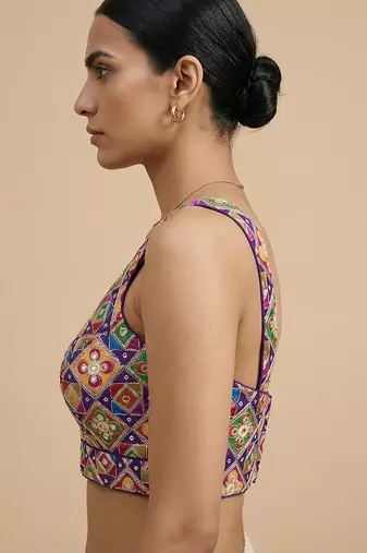 Self embroidered designer saree blouse