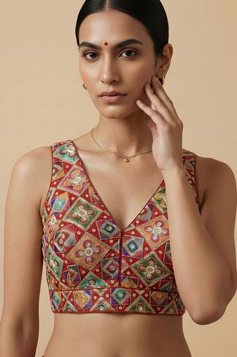 Self embroidered designer saree blouse