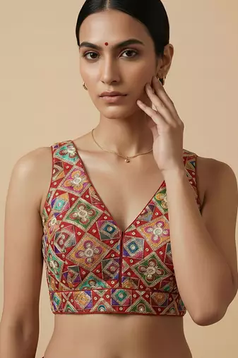 Self embroidered designer saree blouse