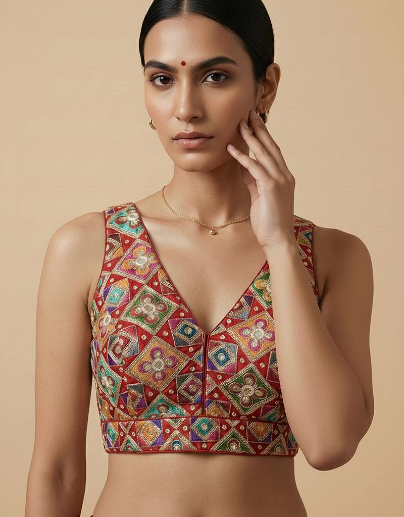 Self embroidered designer saree blouse