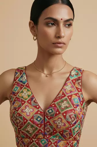 Self embroidered designer saree blouse