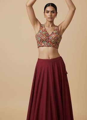 Self embroidered designer saree blouse 4
