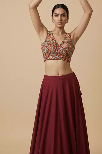 Self embroidered designer saree blouse