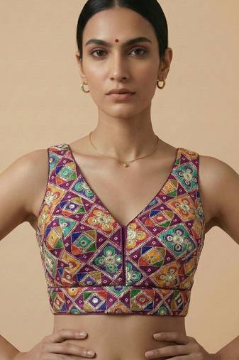 Self embroidered designer saree blouse
