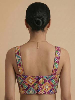 Self embroidered designer saree blouse 2