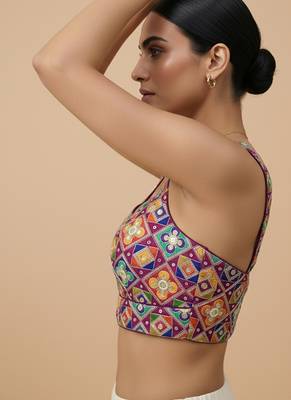 Self embroidered designer saree blouse 3