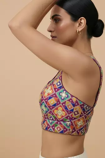 Self embroidered designer saree blouse