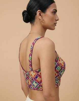 Self embroidered designer saree blouse 4