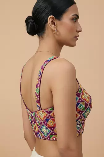 Self embroidered designer saree blouse