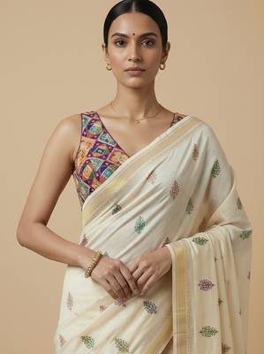 Self embroidered designer saree blouse 5