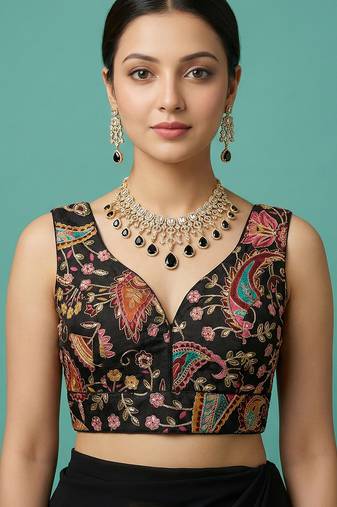Self embroidered designer saree blouse