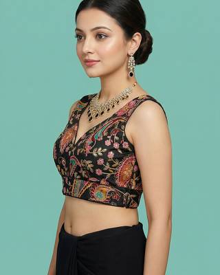 Self embroidered designer saree blouse 4