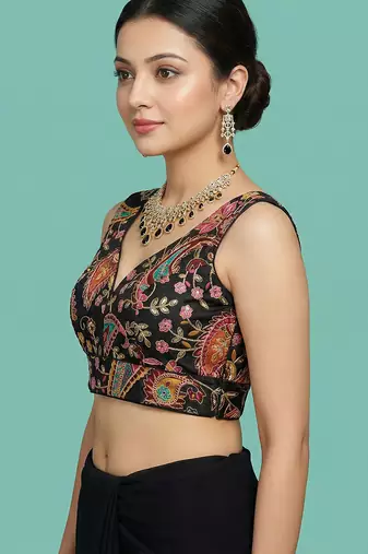 Self embroidered designer saree blouse