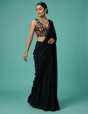 Self embroidered designer saree blouse 5