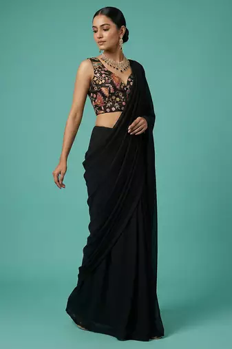 Self embroidered designer saree blouse