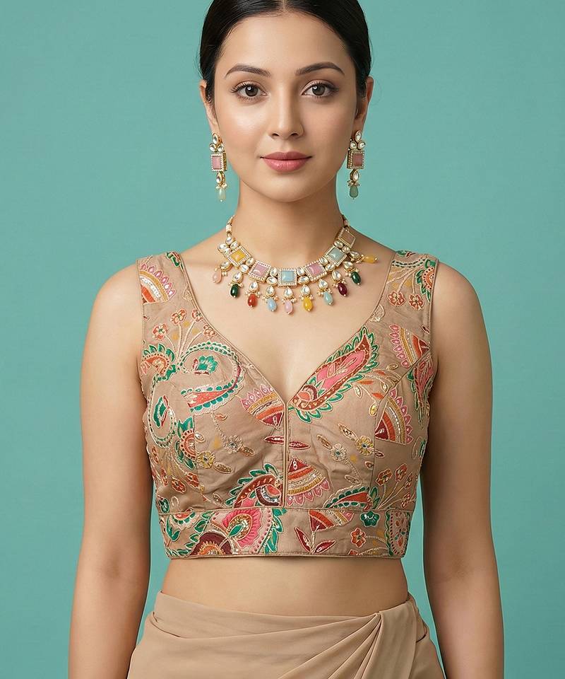 Self embroidered designer saree blouse