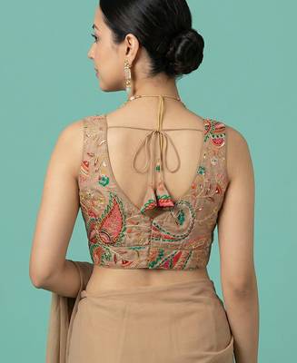 Self embroidered designer saree blouse 2