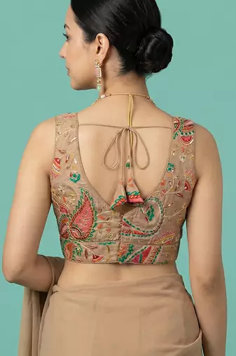 Self embroidered designer saree blouse