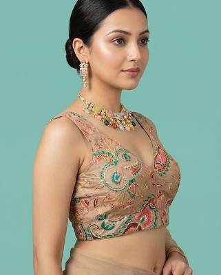 Self embroidered designer saree blouse 3