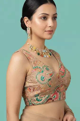 Self embroidered designer saree blouse