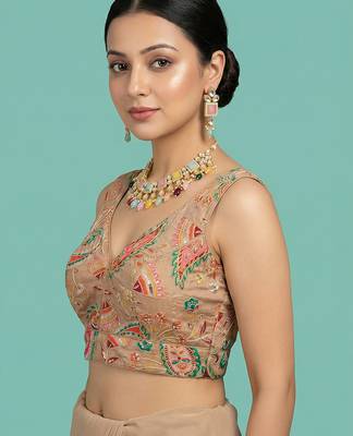 Self embroidered designer saree blouse 4