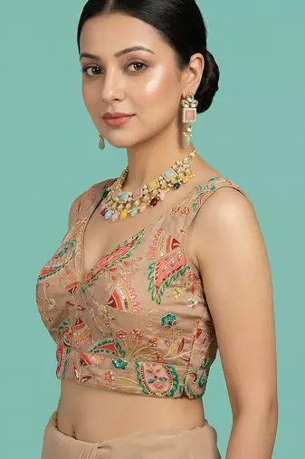 Self embroidered designer saree blouse