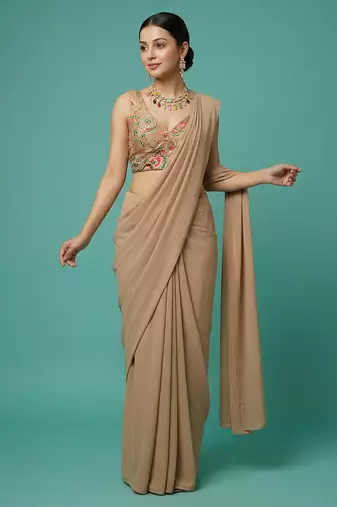 Self embroidered designer saree blouse