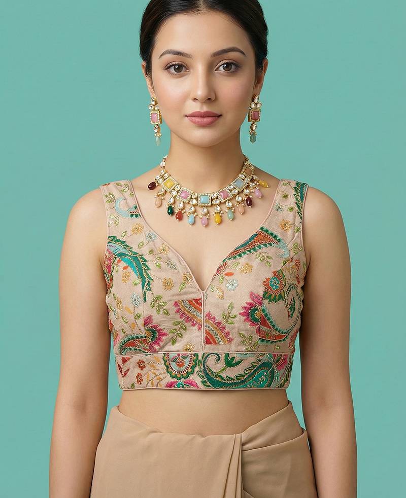 Self embroidered designer saree blouse