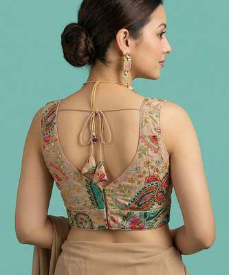 Self embroidered designer saree blouse 2