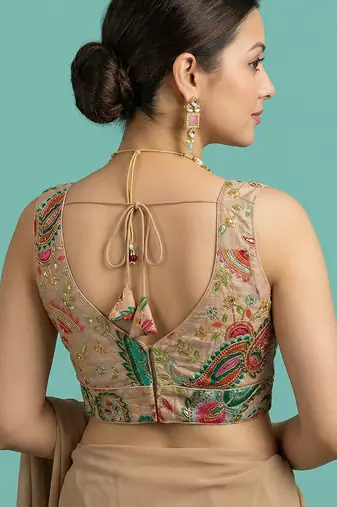 Self embroidered designer saree blouse