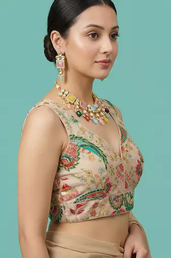 Self embroidered designer saree blouse